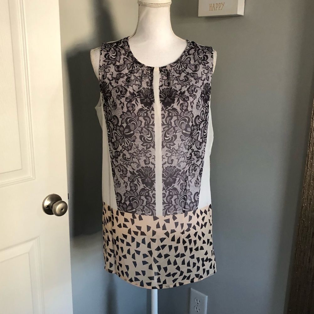 CAbi Sheer Patterned Blouse